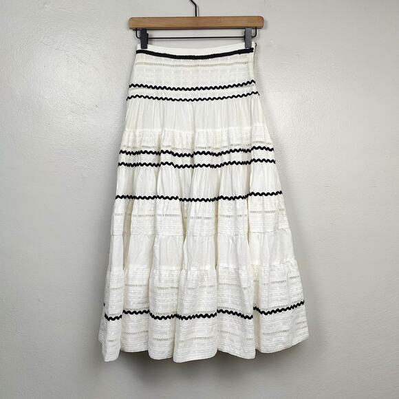 Maje Dresses & Skirts - Maje White Tiered Midi Skirt Size 34 XS